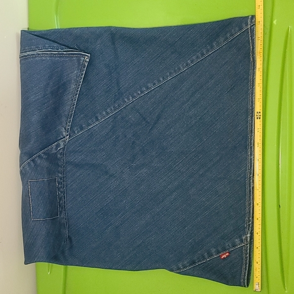 Levi's Engineered asymmetrical diagonal cut denim a-line knee length jeans skirt - Picture 10 of 12